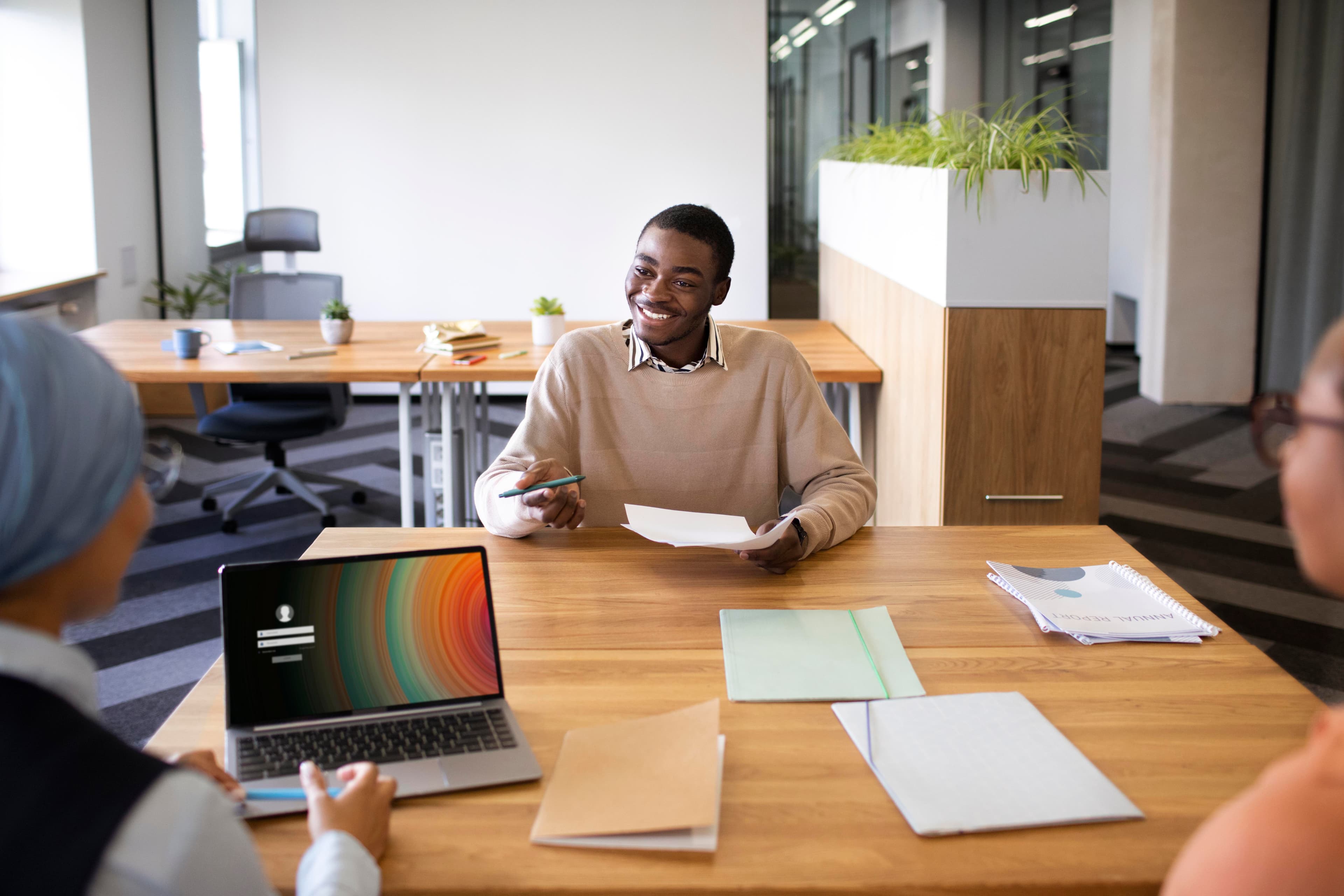 Tax professionals collaborating on financial documents